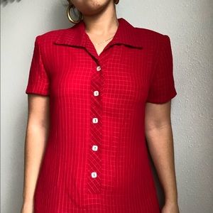 🔴Vintage Red Button up Maxi dress